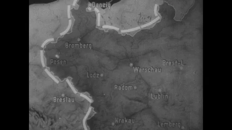 Map of Luftwaffe bombing of Poland Stock Footage 103388483