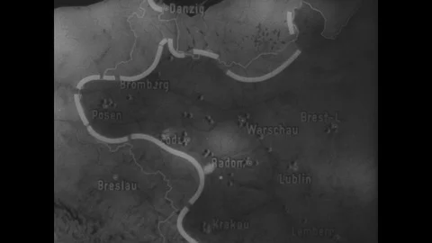 Map of Luftwaffe bombing of Poland Stock Footage 103388497
