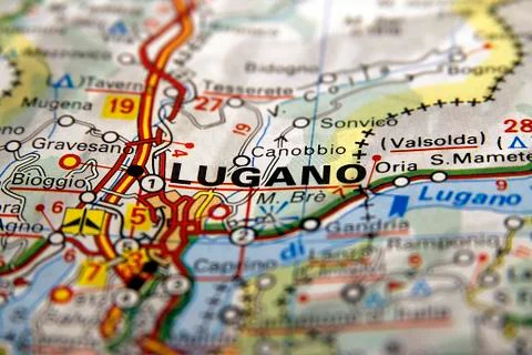 Map of Lugano Stock Photos