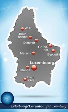 Map of luxembourg with abstract background in blue Stock Illustration