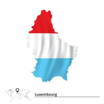 Map of Luxembourg with flag Stock Illustration