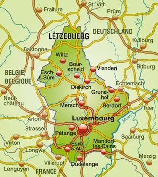 Map of luxembourg with highways Stock Illustration