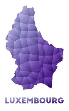 Map of Luxembourg. Low poly illustration of the country. Purple geometric d.. イラスト素材