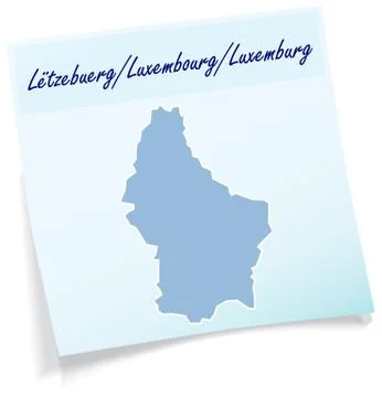 Map of luxembourg as sticky note Stock Illustration