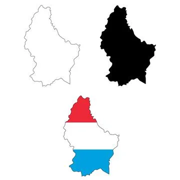 Map Luxembourg on white background. Map of Luxembourg with national flag. Illustrazione stock