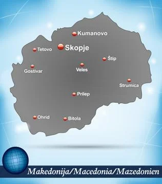 Map of macedonia with abstract background in blue Stock Illustration
