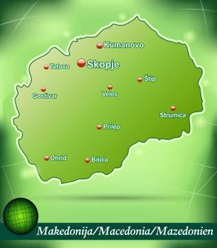 Map of macedonia with abstract background in green Stock Illustration