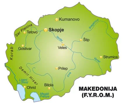 Map of macedonia as an overview map in green Stock Illustration