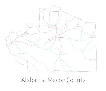 Map of Macon county in Alabama Stock Illustration