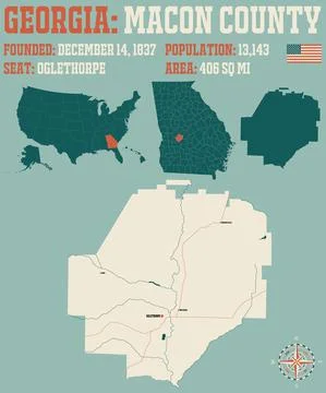 Map of Macon County in Georgia Stock Illustration
