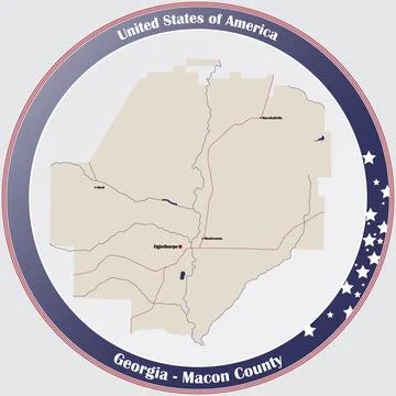 Map of Macon County in Georgia Stock Illustration
