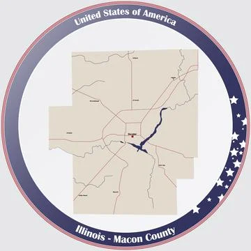 Map of Macon County in Illinois Stock Illustration