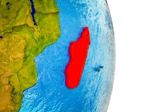 Map of Madagascar on 3D Earth Stock Illustration