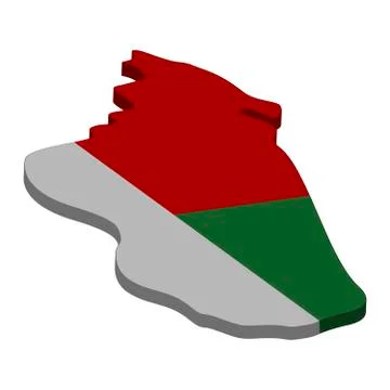Map of Madagascar - 3D flag Stock Illustration