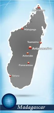 Map of madagascar with abstract background in blue Stock Illustration