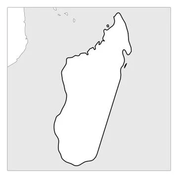 Map of Madagascar black thick outline highlighted with neighbor countries Stock-Illustration