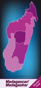 Map of madagascar with borders in violet Stock Illustration