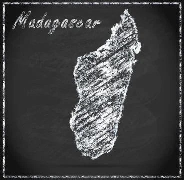 Map of madagascar as chalkboard Stock Illustration