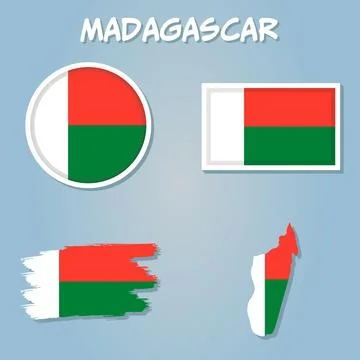 Map of Madagascar on Flag of Madagascar on it. Stock Illustration