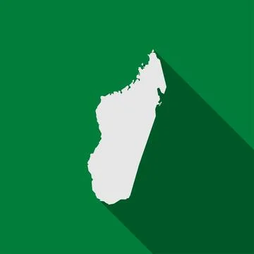 Map of Madagascar on green Background with long shadow Stock Illustration