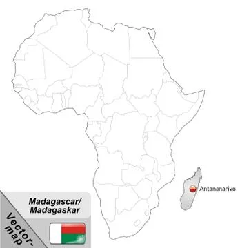 Map of madagascar with main cities in gray Stock Illustration