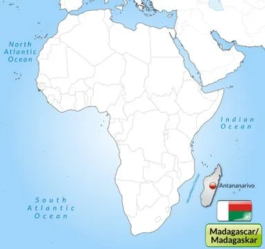 Map of madagascar with main cities in gray Stock Illustration