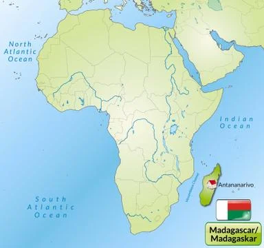 Map of madagascar with main cities in green Stock Illustration