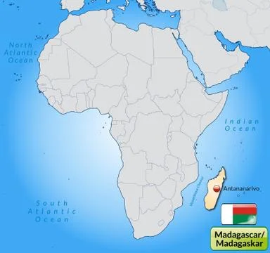 Map of madagascar with main cities in pastel orange Stock Illustration