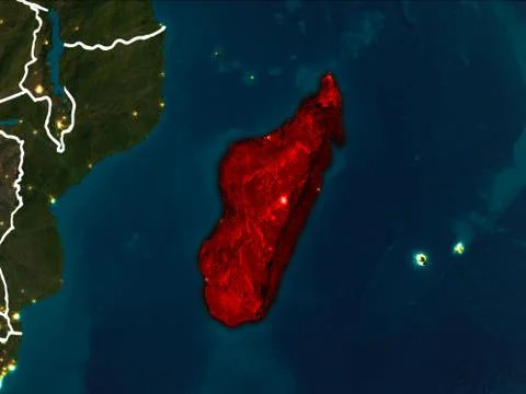 Map of Madagascar at night Stock Illustration