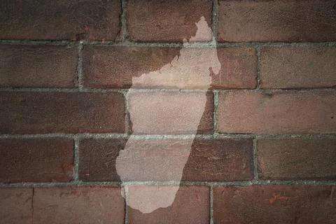 Map of madagascar on a old brick wall Stock Photos