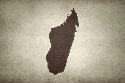 Map of Madagascar on an old paper Stock Illustration