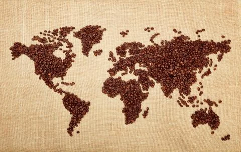 Map made of coffee Stock Photos