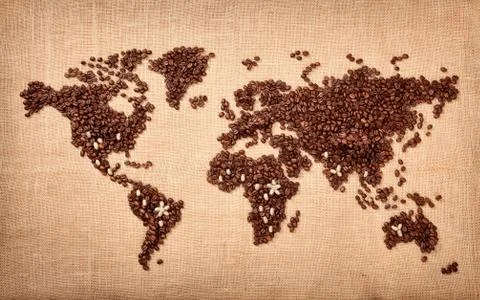Map made of coffee Stock Photos