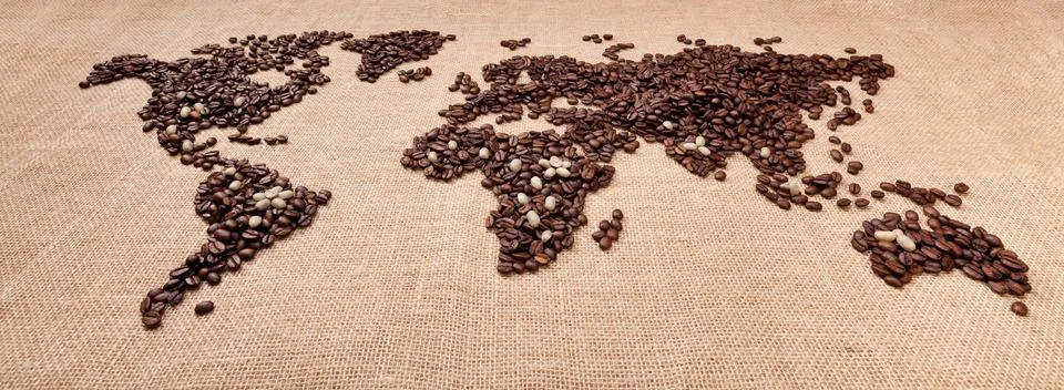 Map made of coffee Stock Photos