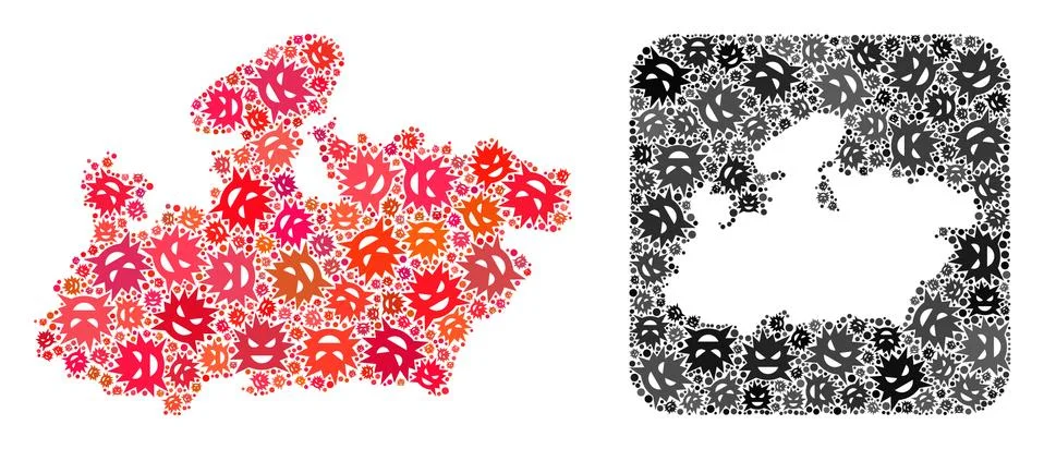 Map of Madhya Pradesh State - Evil Virus Mosaic with Subtracted Space Stock Illustration