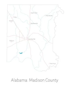 Map of Madison county in Alabama Stock Illustration