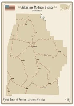 Map of Madison County in Arkansas Stock Illustration