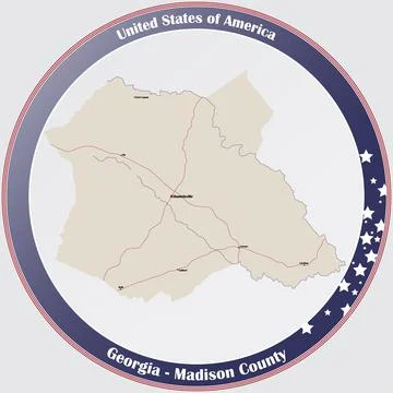 Map of Madison County in Georgia Stock Illustration