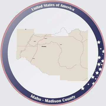 Map of Madison County in Idaho Stock Illustration