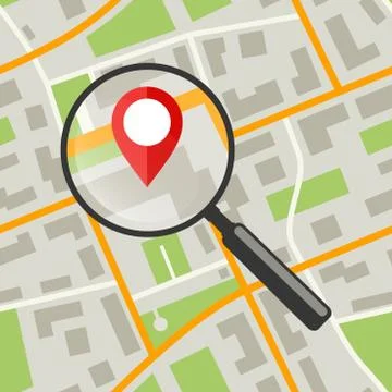 Map with magnifier Stock Illustration