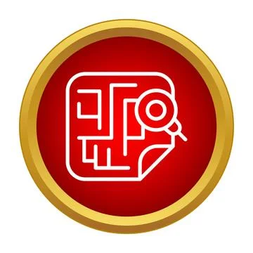 Map with magnifying glass icon on a red background Stockillustratie