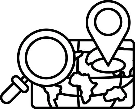 A map with a magnifying glass on it Illustration