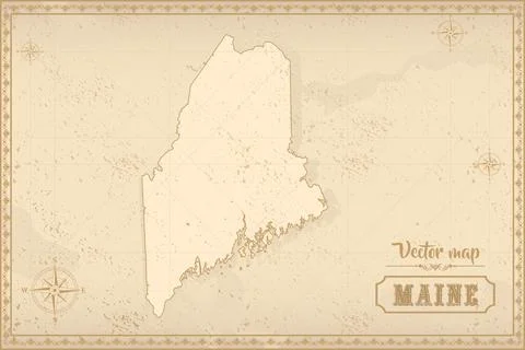 Map of Maine in the old style Stock Illustration