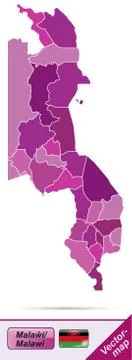 Map of malawi with borders in violet Stock Illustration