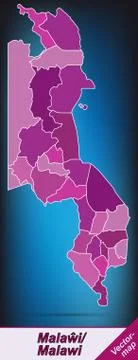 Map of malawi with borders in violet Stock Illustration
