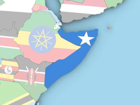 Map of Malawi with flag on globe Stock Illustration