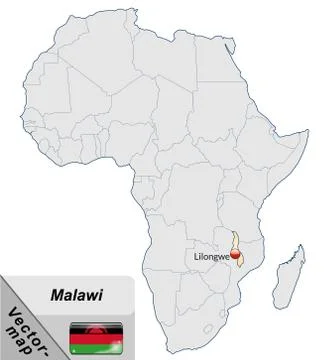 Map of malawi with main cities in pastel orange Stock Illustration