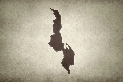 Map of Malawi printed on a paper Stock Illustration