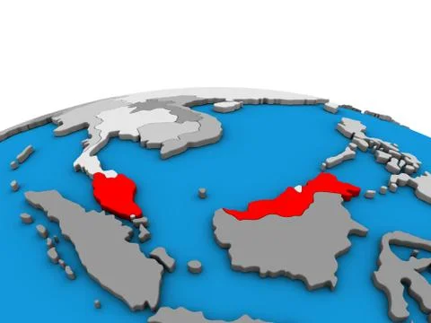 Map of Malaysia on 3D globe Illustrazione stock