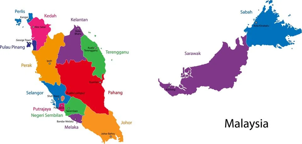 Map of Malaysia Stock Illustration